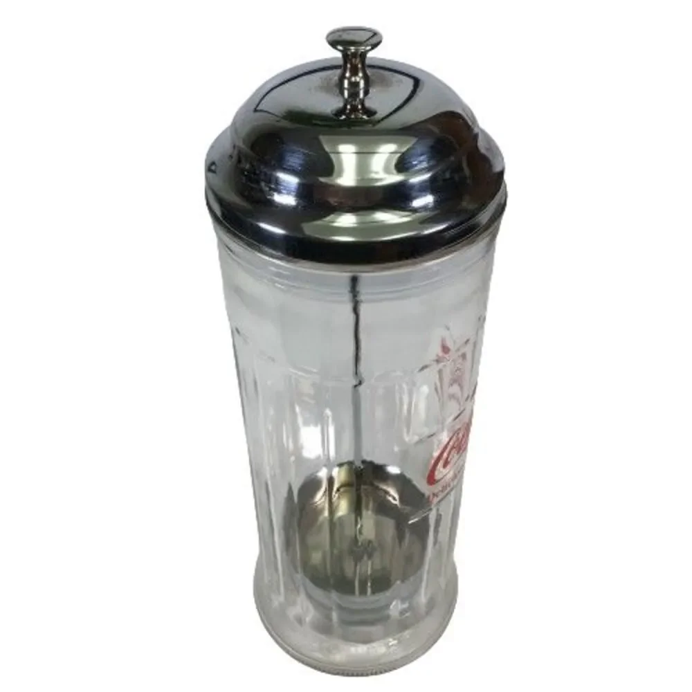 Vintage Coca Cola Straw Dispenser Glass Holder Jar Coke Bottle Soda Drink Diner